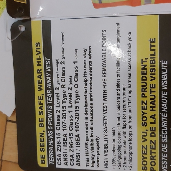 Terra safety vest nwt size S/M - Picture 7 of 7